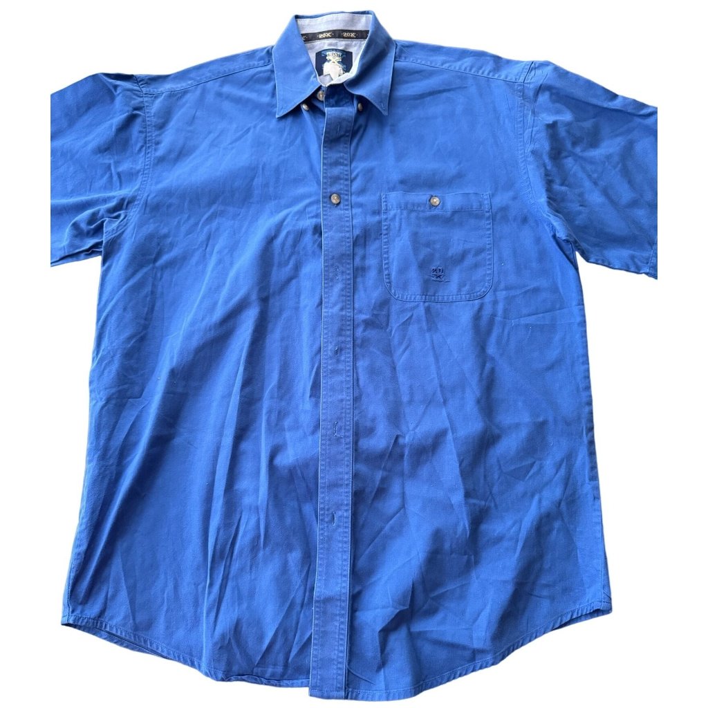 Wrangler Twenty X Button Up Blue Shirt Size Large | H1